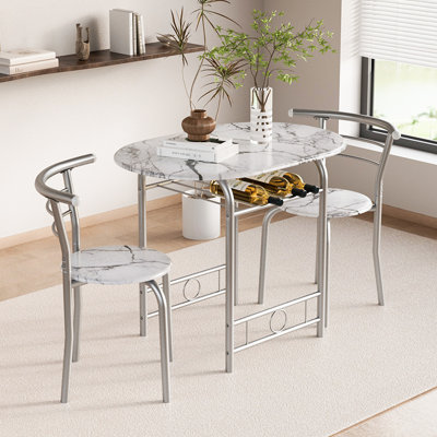 Volmer 3 Piece Dining Set Zipcode Design Table Top Color White Natural Table Base Color White Chair Color White Natural